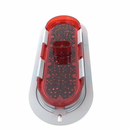 TRUCK-LITE 60 Series, Led, Red, Oval, 26 Diode, Stop/Turn/Tail, Gray Flange Mount, Fit N Forget S.S., 12V 60252R